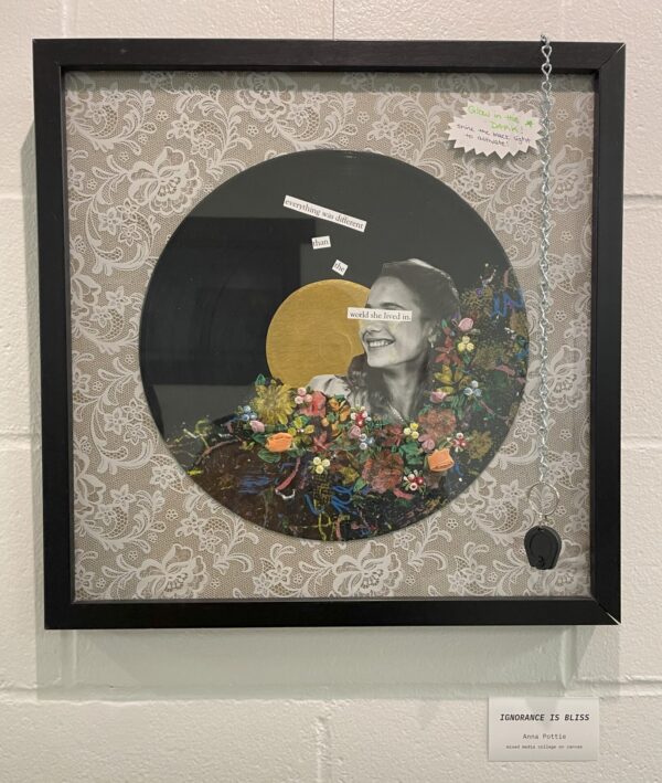 'Ignorance is Bliss' Mixed-Media on Vinyl Record